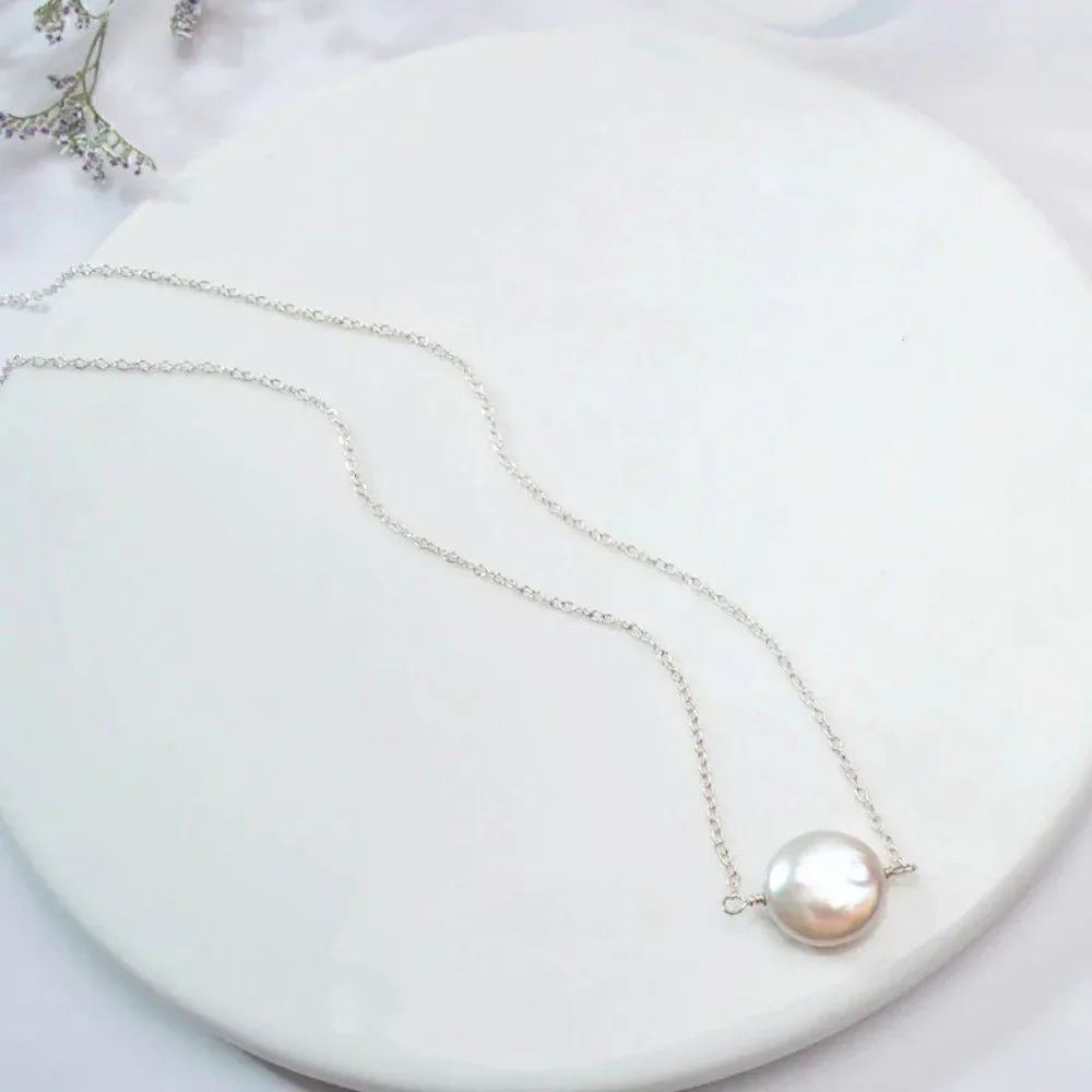 Fine Jewelry Sterling Silver Freshwater Baroque Pearl Necklace NEW WITH GIFT BAG